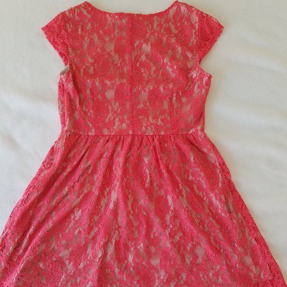 SWEETRAIN L56293 PINK/ORANGE LACE MINI DRESS - Picture 2 of 16
